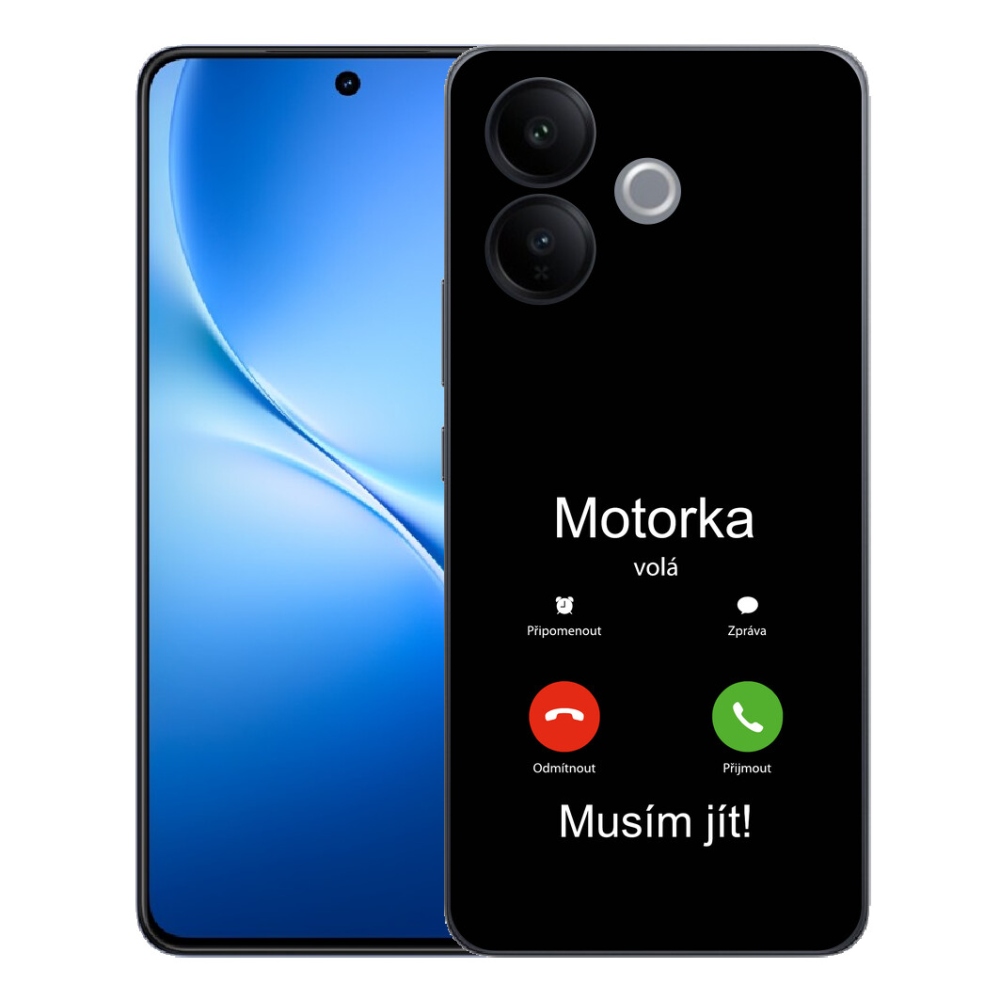 mmCase gél tok a Vivo V70 Lite 5G-hez – „A motor hív” felirattal, fekete háttérrel