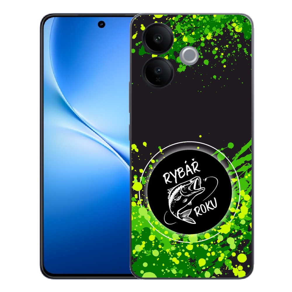 mmCase géltok a Vivo V70 Lite 5G-hez – „Az év horgásza” fekete háttérrel