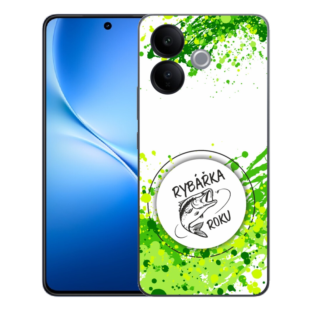 mmCase géltok a Vivo V70 Lite 5G-hez – „Az év horgásznője” fehér háttérrel