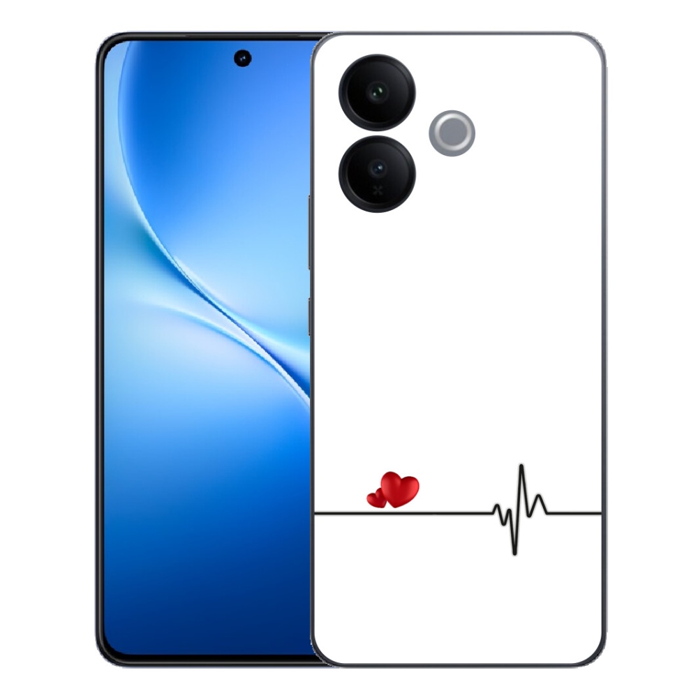 mmCase géltok a Vivo V70 Lite 5G-hez – szív és pulzus fehér háttérrel