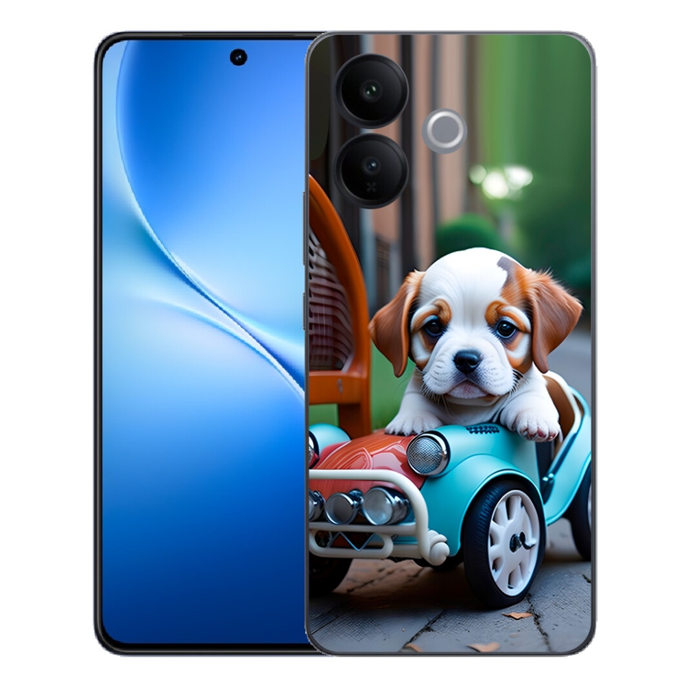 mmCase géltok a Vivo V70 Lite 5G-hez – kiskutya retro autóban