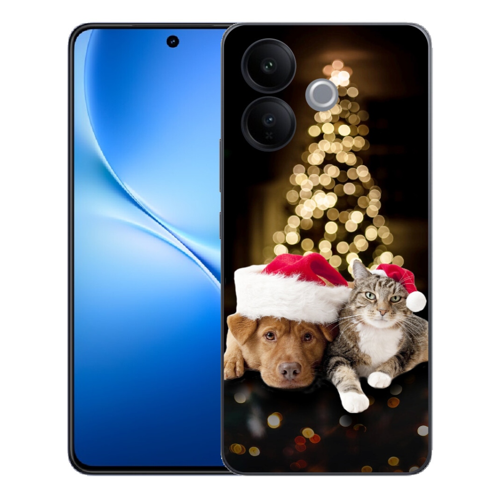 mmCase gél tok a Vivo V70 Lite 5G-hez – karácsonyi kutya és macska