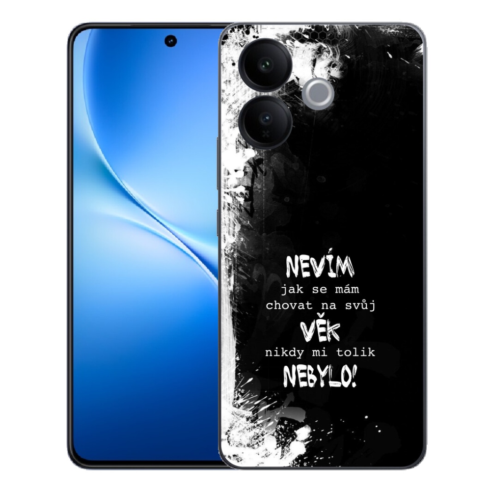 mmCase géltok a Vivo V70 Lite 5G-hez – vicces felirat, 14-es szám, fekete háttér