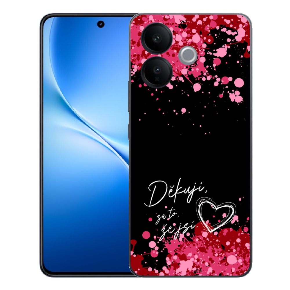 mmCase géltok a Vivo V70 Lite 5G-hez – „Szerelmes szöveg 2” fekete háttérrel