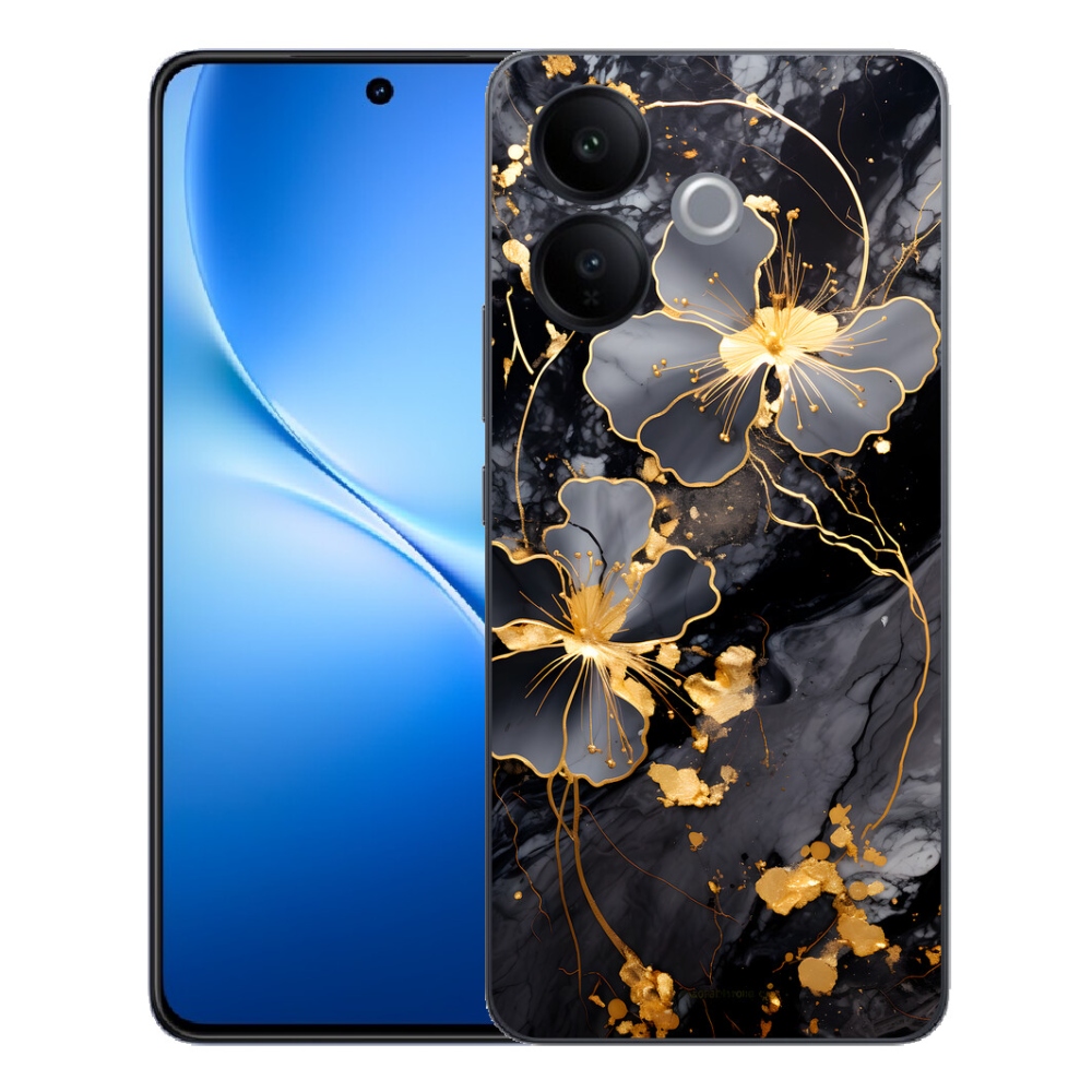 mmCase gél tok a Vivo V70 Lite 5G-hez – arany virágok