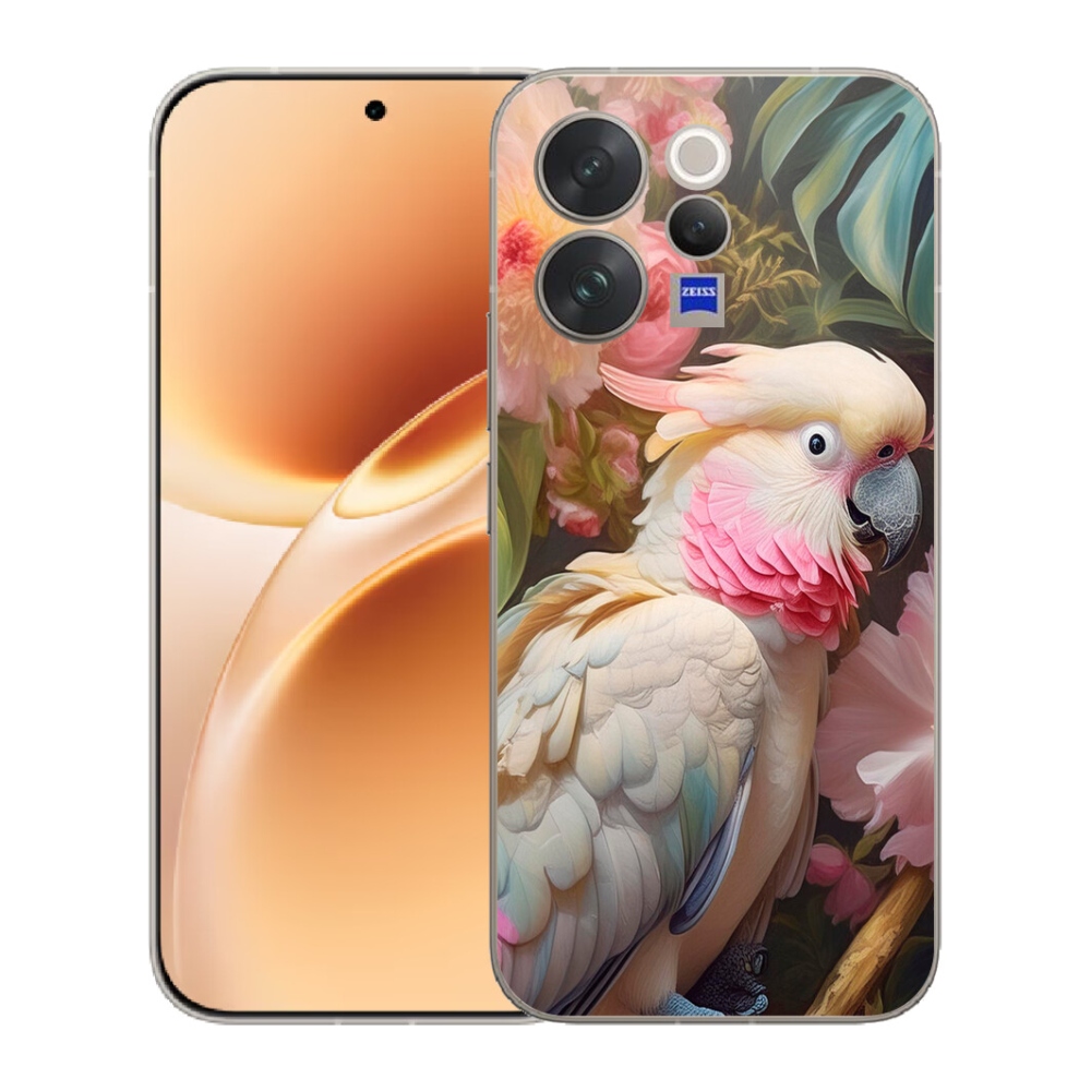 mmCase géltok a Vivo V70-hez – rózsaszín kakadu papagáj 2