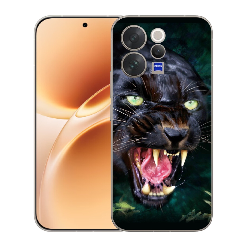 mmCase gélhuzat a Vivo V70-hez – dühös fekete párduc
