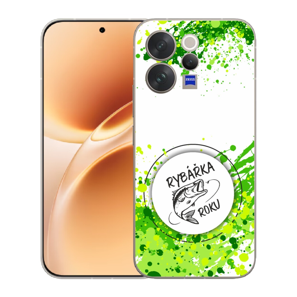 mmCase géltok a Vivo V70-hez – „Az év horgásznője” fehér háttérrel