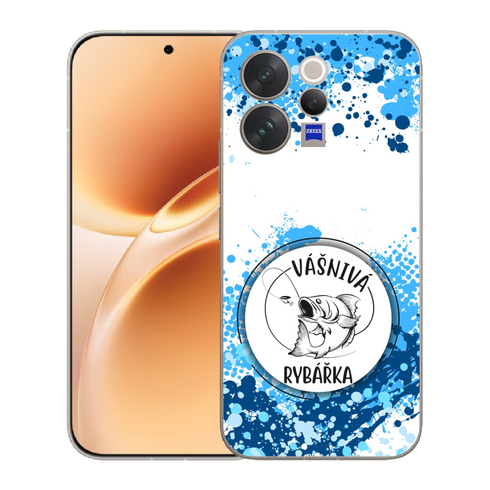 mmCase gél tok a Vivo V70-hez – szenvedélyes horgász, fehér háttérrel