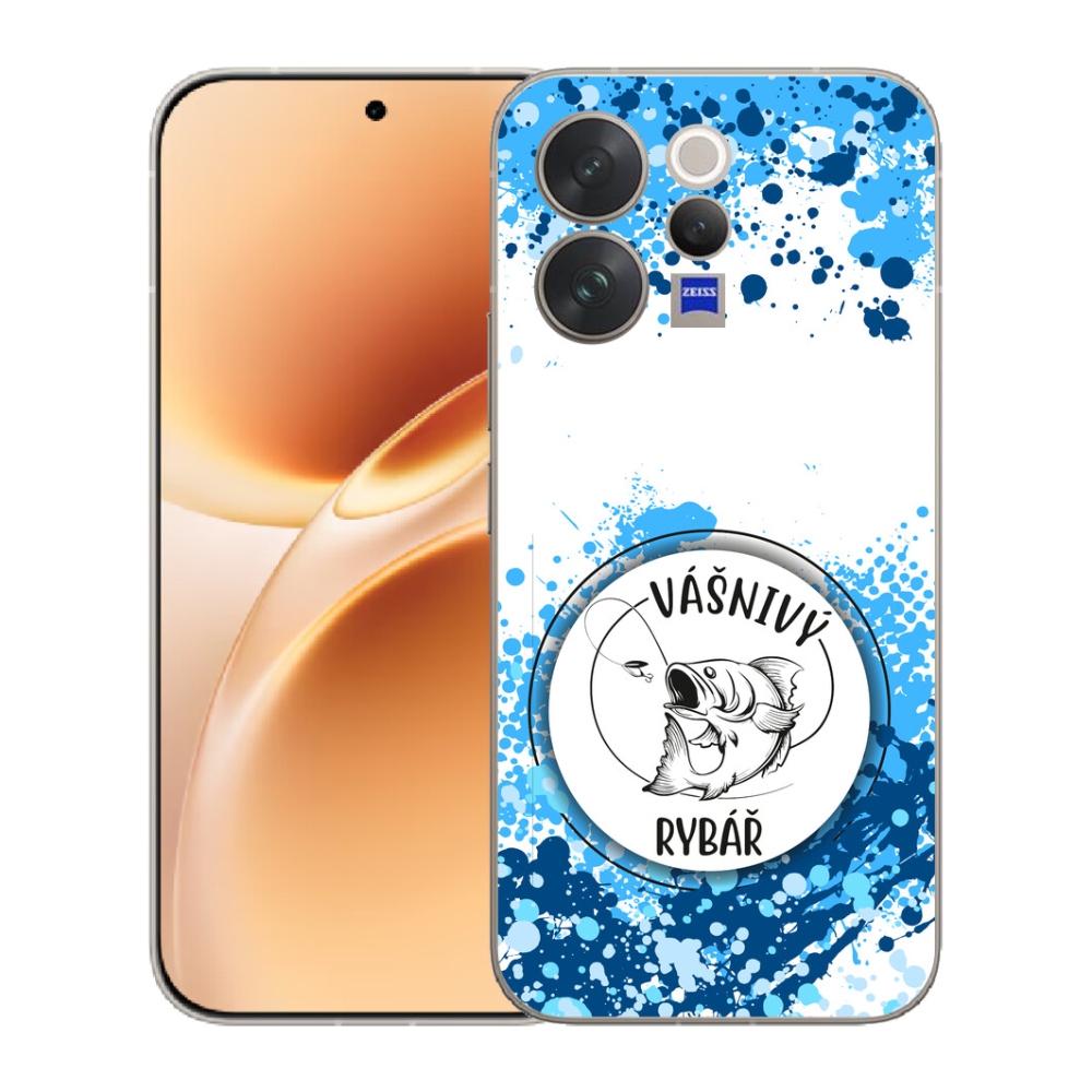 mmCase gél tok a Vivo V70-hez – szenvedélyes horgász, fehér háttérrel