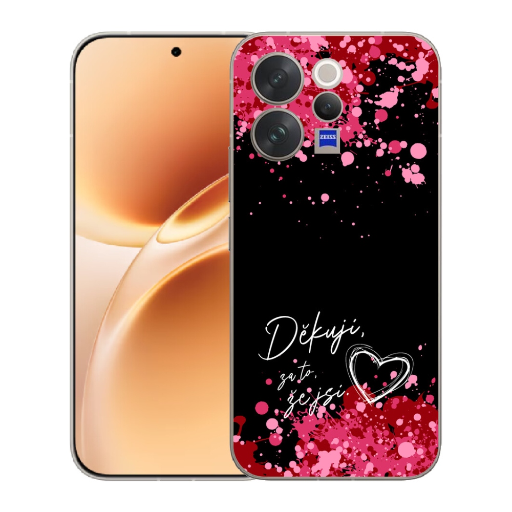 mmCase géltok a Vivo V70-hez – „Szerelmes szöveg 2” fekete háttérrel