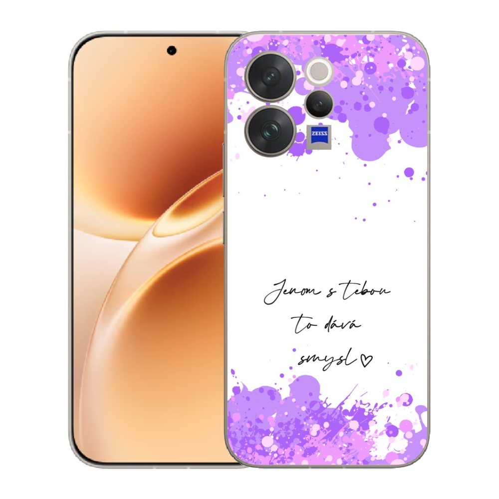 mmCase géltok a Vivo V70-hez – szerelmes felirat fehér háttérrel
