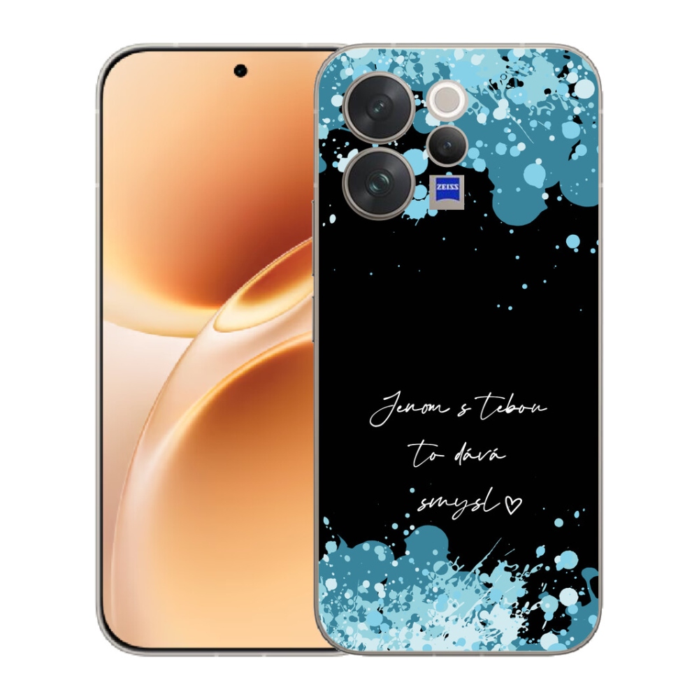 mmCase géltok a Vivo V70-hez – szerelmes felirat fekete háttérrel
