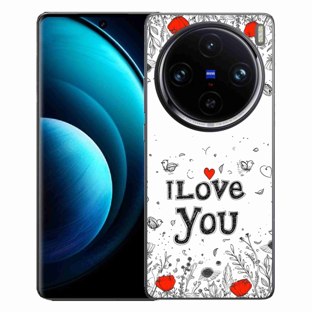 Gél borítás mmCase a Vivo X100 Pro 5G készülékhez - I love you fehér háttérrel
