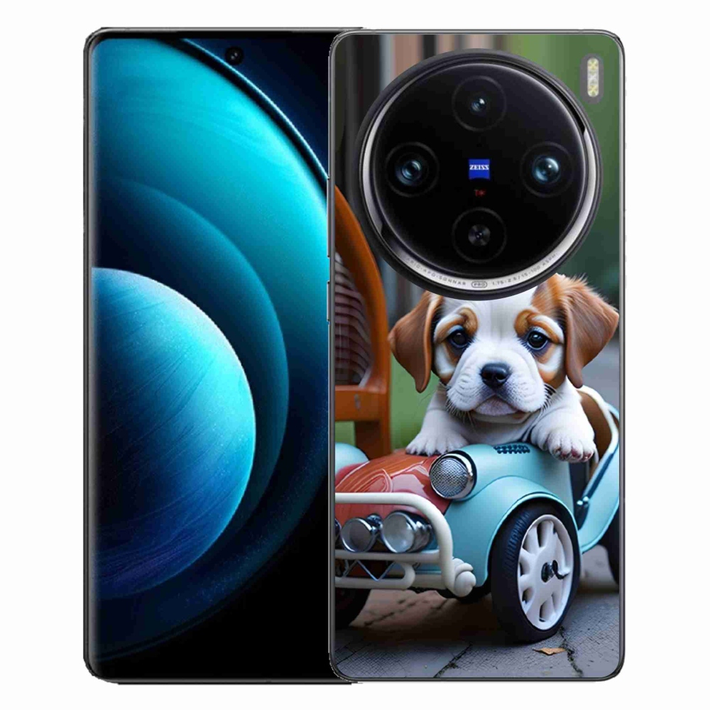 mmCase géltok a Vivo X100 Pro 5G-hez – kiskutya egy retro autóban
