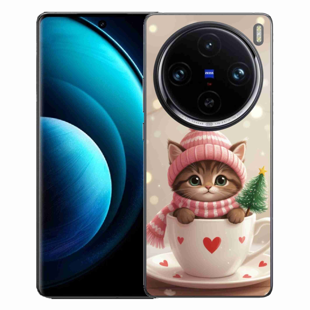mmCase gél tok a Vivo X100 Pro 5G-hez – karácsonyi cica csészében