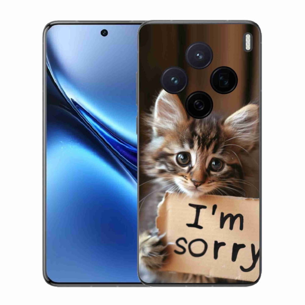 Zselés borítás mmCase a Vivo X200 5G-hez - a macska bocsánatkérése