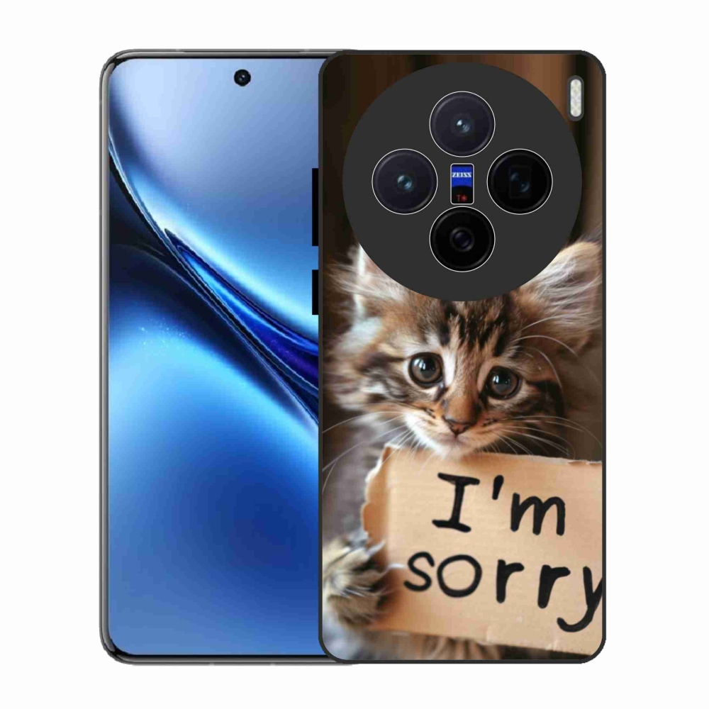 Zselés borítás mmCase a Vivo X200 5G-hez - a macska bocsánatkérése