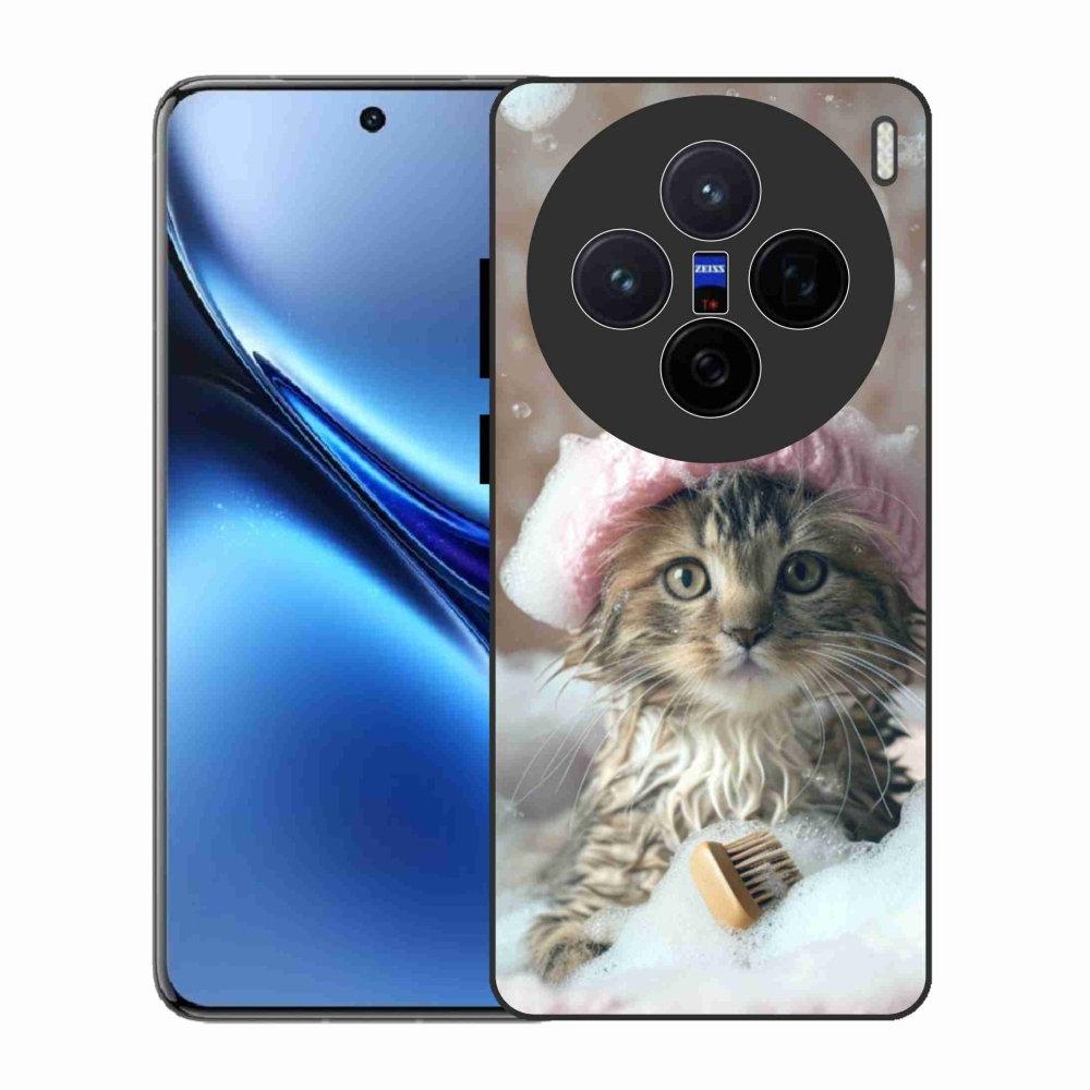 Zselés borítás mmCase a Vivo X200 5G-hez - cica és fürdő