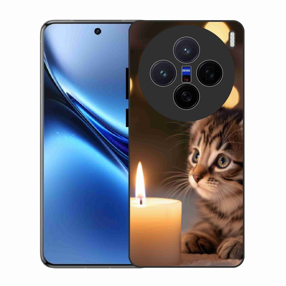 Zselés borítás mmCase a Vivo X200 5G-hez - cica és gyertya