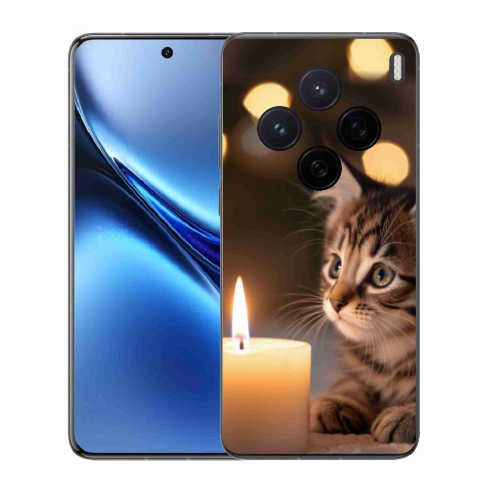 Zselés borítás mmCase a Vivo X200 5G-hez - cica és gyertya