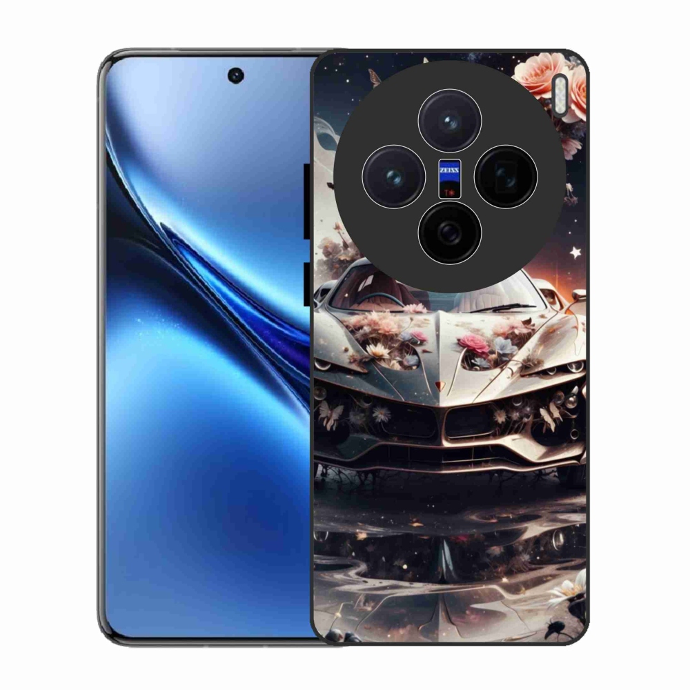 Gél borítás mmCase a Vivo X200 5G-hez - virágos sportkocsihoz