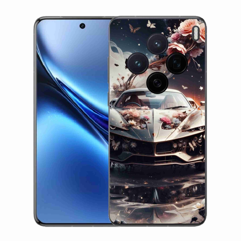 Gél borítás mmCase a Vivo X200 5G-hez - virágos sportkocsihoz