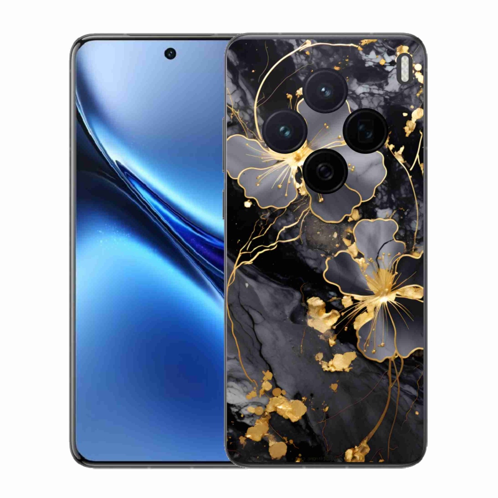 Zselés borítás mmCase a Vivo X200 5G-hez - arany virágok