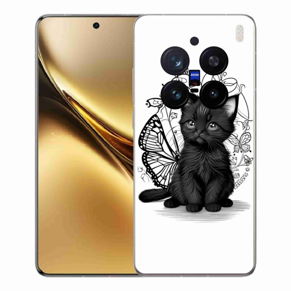 Zselés borítás mmCase a Vivo X200 Pro 5G készülékhez - fekete cica