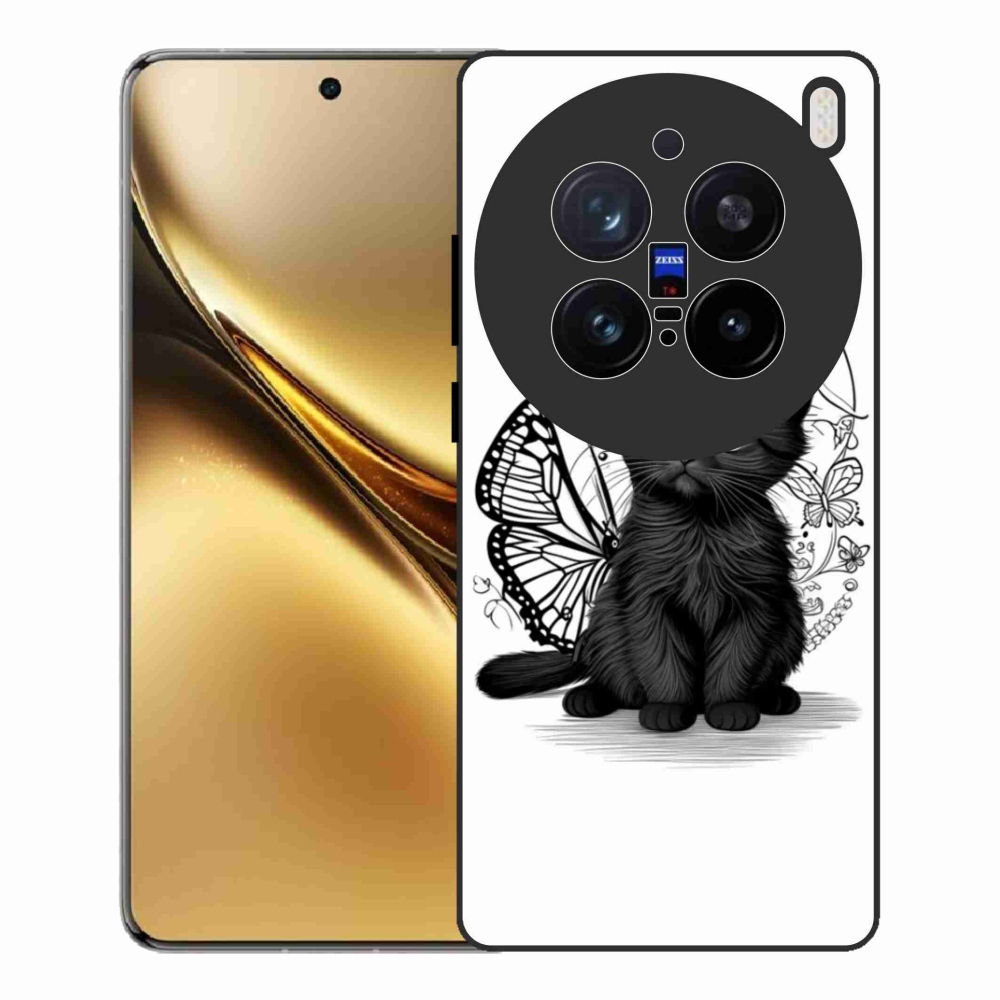 Zselés borítás mmCase a Vivo X200 Pro 5G készülékhez - fekete cica