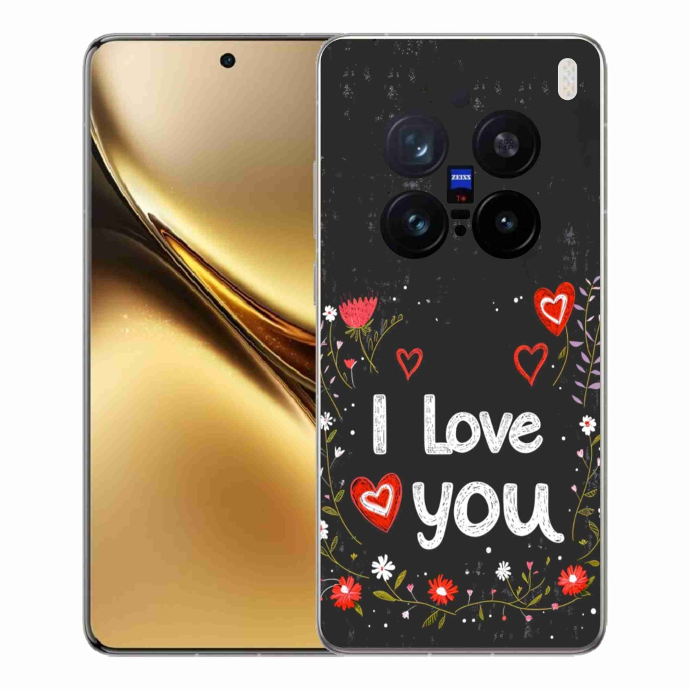 Gél borítás mmCase a Vivo X200 Pro 5G készülékhez - Szeretlek fekete háttérrel