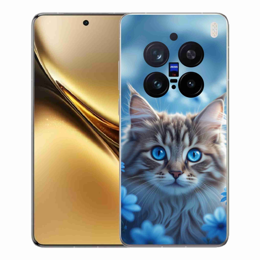 mmCase gél tok a Vivo X200 Pro 5G-hez – kiscica kék virágok között