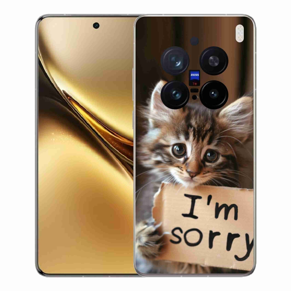 Zselés borítás mmCase a Vivo X200 Pro 5G készülékhez - macska bocsánatkérése