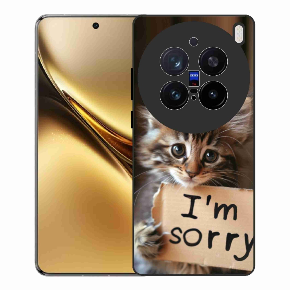 Zselés borítás mmCase a Vivo X200 Pro 5G készülékhez - macska bocsánatkérése