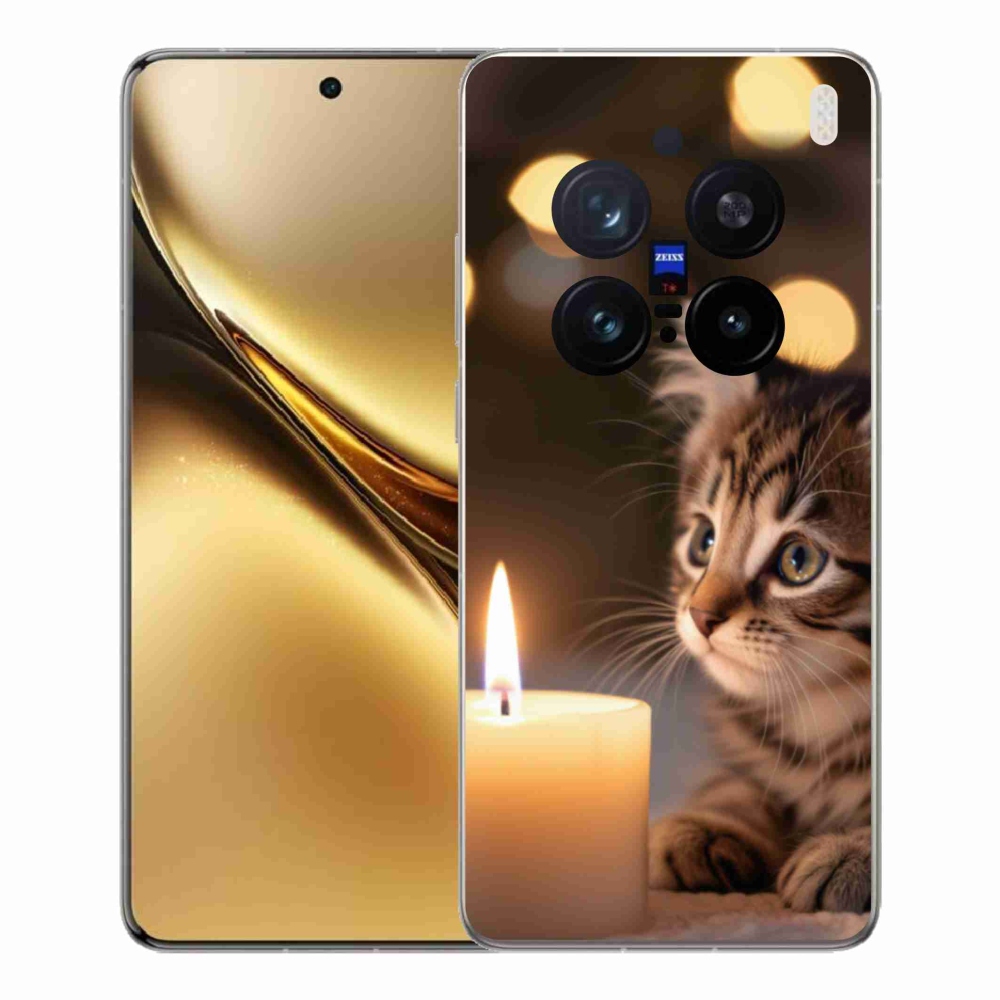 Zselés borítás mmCase a Vivo X200 Pro 5G készülékhez - cica és gyertya