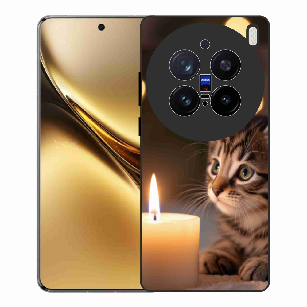 Zselés borítás mmCase a Vivo X200 Pro 5G készülékhez - cica és gyertya