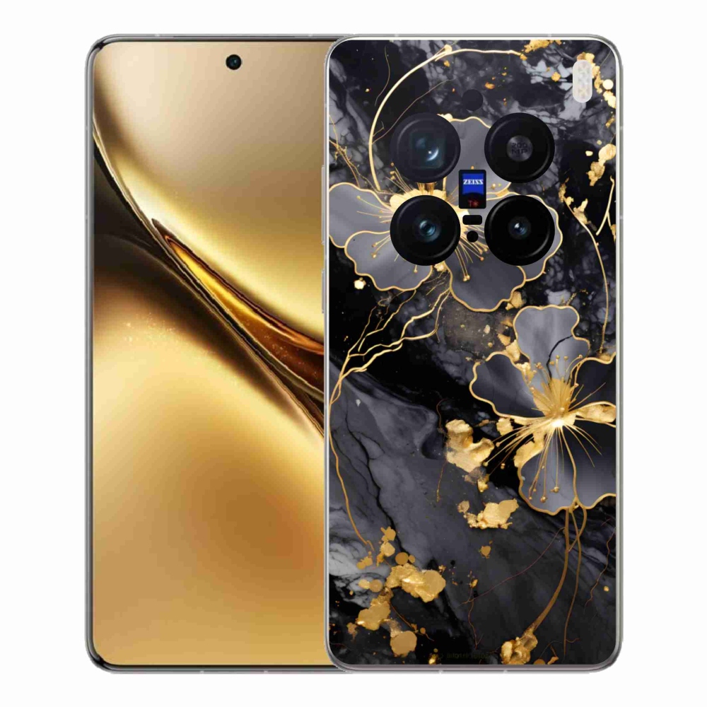 Zselés borítás mmCase a Vivo X200 Pro 5G készülékhez - arany virágok