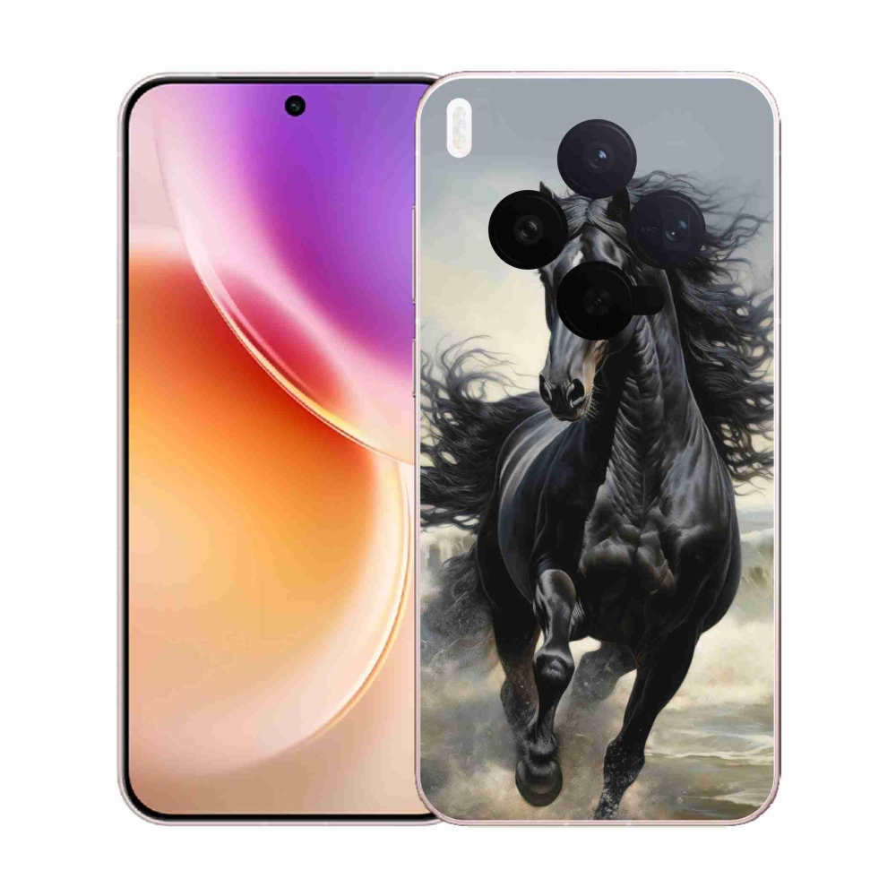 Zselés borítás mmCase a Vivo X300 5G-hez - futó fekete ló