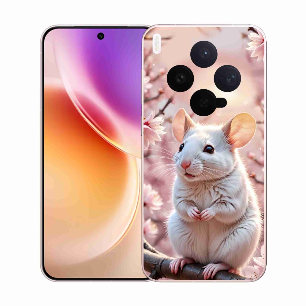 Zselés borítás mmCase a Vivo X300 5G-hez - fehér egér az ágon