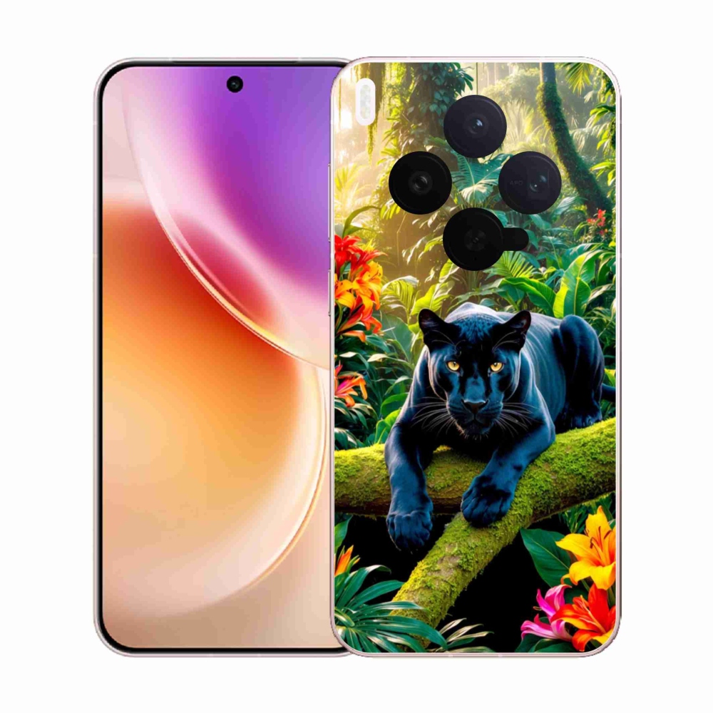 Gélburkolat mmCase a Vivo X300 5G-n - fekete párduc a dzsungelben