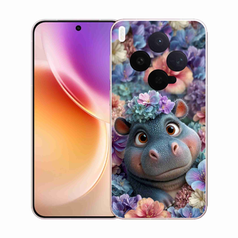 Zselés borító mmCase a Vivo X300 5G készülékhez - víziló virágokban