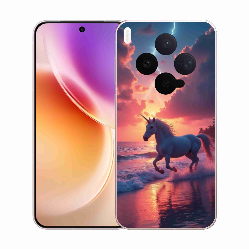 Gél borítás mmCase a Vivo X300 5G készülékhez - egyszarvú a tengerparton