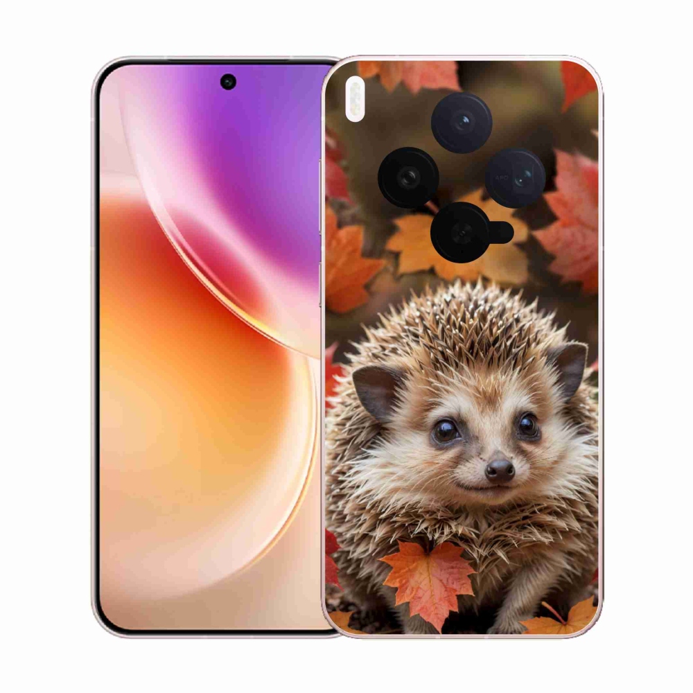 Zselés borító mmCase a Vivo X300 5G-hez - sün a levelekben