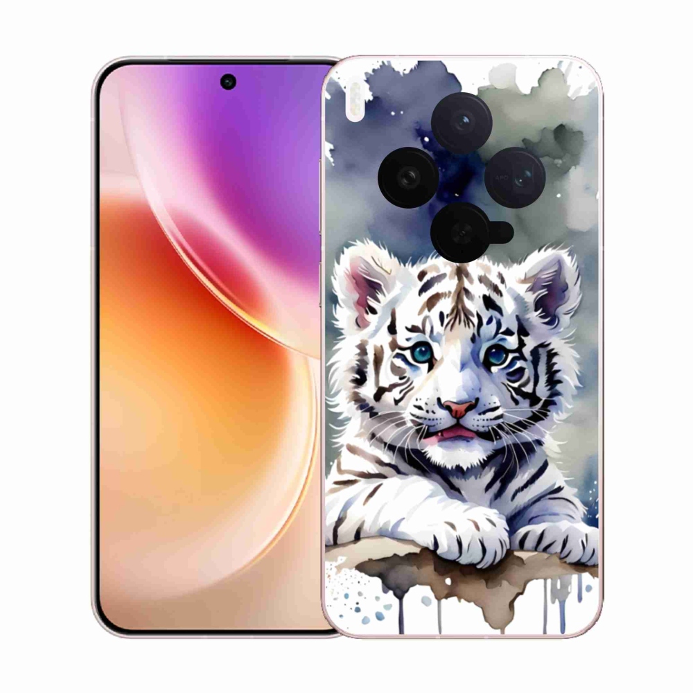 Zselés borítás mmCase a Vivo X300 5G készülékhez - fehér tigriskölyök