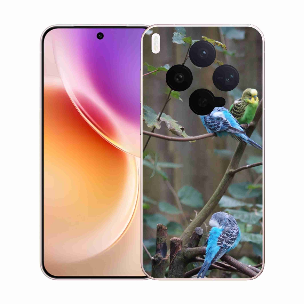 Gélburkolat mmCase a Vivo X300 5G-hez - papagájok az ágon