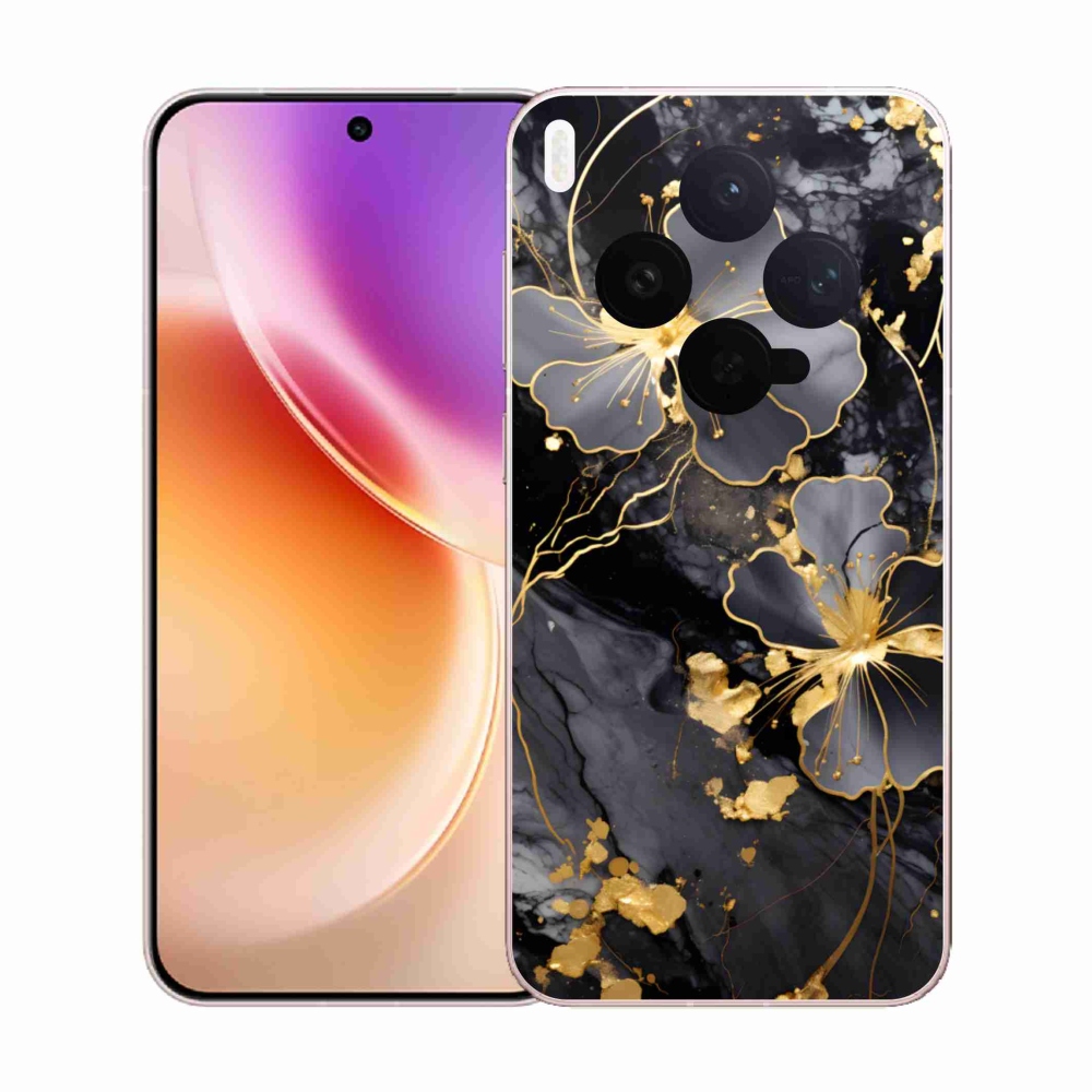 Zselés borítás mmCase a Vivo X300 5G-hez - arany virágok