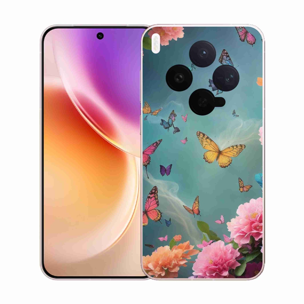 Gél borító mmCase a Vivo X300-hoz - színes virágok és pillangók