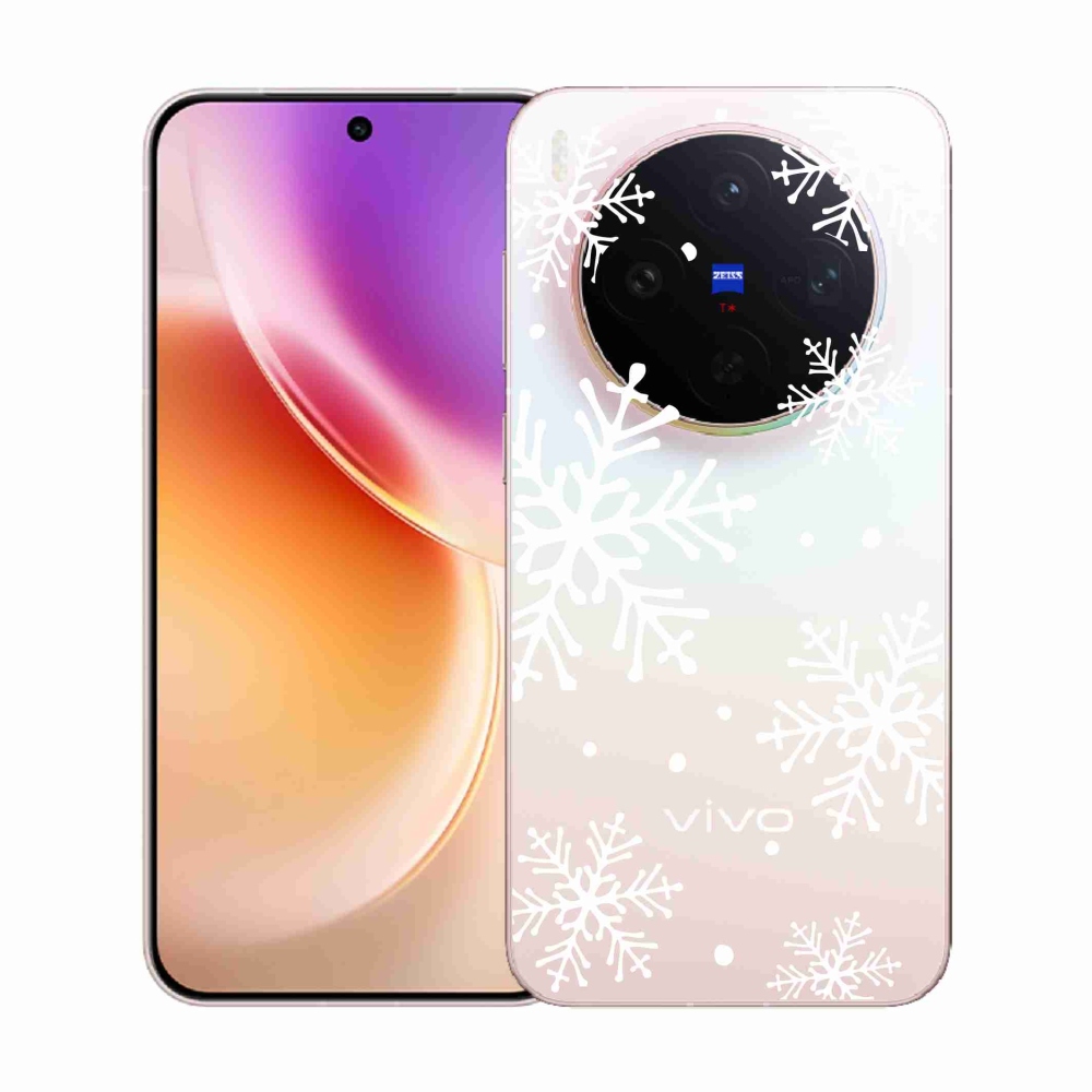 Zselés borítás mmCase a Vivo X300-on - fehér pelyhek átlátszó háttéren