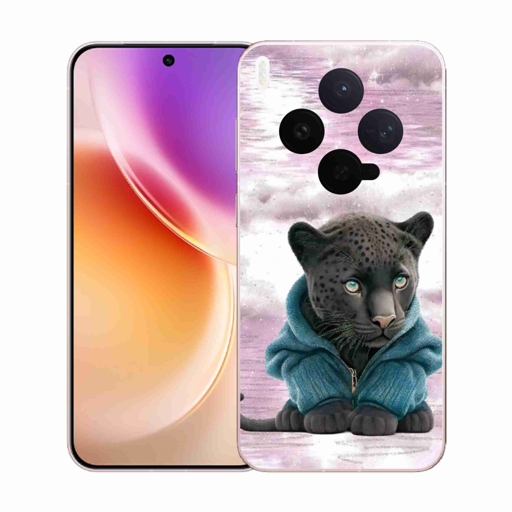 Gél borítás mmCase a Vivo X300-hoz - fekete párduc pulóverben