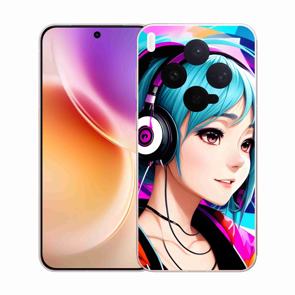 Gél borító mmCase a Vivo X300-hoz - lány fejhallgatóval